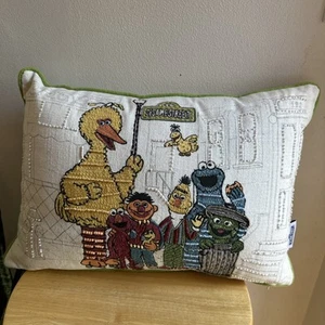 Sesame Street Throw Pillow Characters Decorative Beaded Pillow 12x18 2004 - Picture 1 of 8