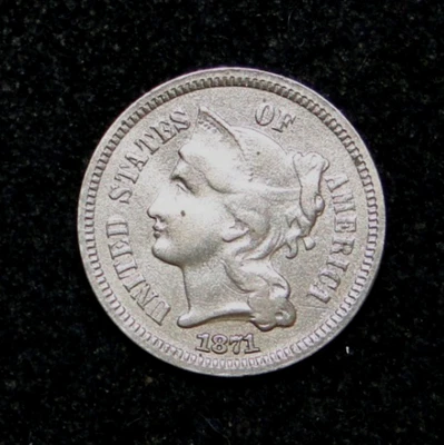 1871 THREE CENT NICKEL OLD U.S. TYPE COIN - Image 1 of 2