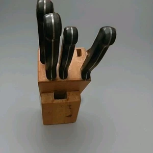 Vintage Cooks Club Choice Messerset 4-teilig Besteckblock Holz Küchenmesser schwarz - Bild 1 von 16