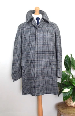 AQUASCUTUM Glen Plaid Scottish Tweed Raglan Car Coat Size 38R/48R Medium Check - Image 1 of 4