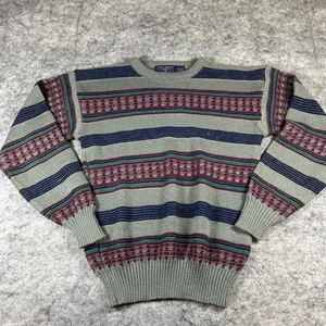 Vintage Van Heusen Grandpa Sweater Men's Medium Multicolor Geometric Pullover - Picture 1 of 8