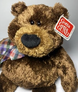 Gund Brown Teddy Bear 12" Spencer #15147 Plush Stuffed Animal Checked Red Ribbon - Picture 1 of 9