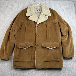 Vintage 70s Lee Storm Rider Faux Suede Sherpa Lined Western Jacket   Size 44L - Picture 1 of 9