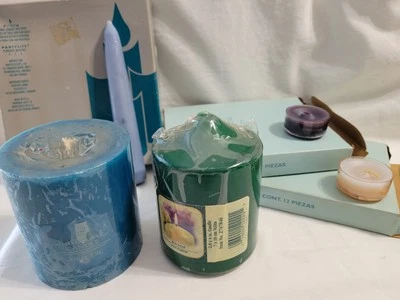 PartyLite + Candles 9 Black Cherry 9 Creme Caramel Tea Lites 4 Tapers 2 Pillars - Photo 1/4