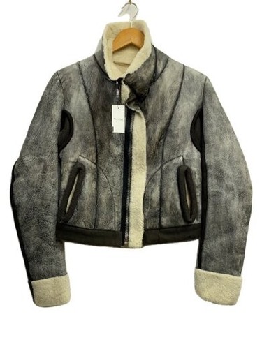 Giacca Rick Owens Cracked Knit Pelle di Pelle 40 Pelle di Pecora Grigio