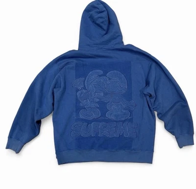 Sudadera con Capucha Supreme X Los Pitufos Azul XL 100% Algodón Auténtica Lanzamiento 2020 Foto 1 de 4