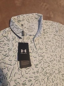 NEW $98 Under Armour Iso-Chill mens polo shirt SMALL White Green Blue Unique - Picture 1 of 5