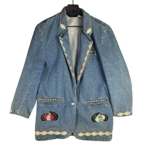 Chaqueta vaquera Jeanjer Jordache años 80 para mujer mediana bordada azteca occidental - Imagen 1 de 11