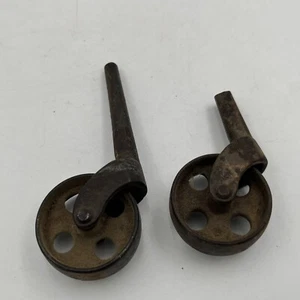 VTG Cast Iron Furniture Wheels Casters 1.5" Set-of-2 Matching Set See Pictures - Picture 1 of 6