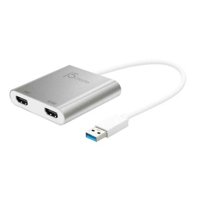 J5 CREATE "JUA 365" USB 3.0 to Dual HDMI Multi-Monitor Adapter SILVER $79.99 - Image 1 of 1