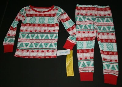 NEW Carter's Girls 2 Piece PJs Pajamas Top Pants Holiday Puppy Dog 3 4 5 6 7 8  - Image 1 of 3