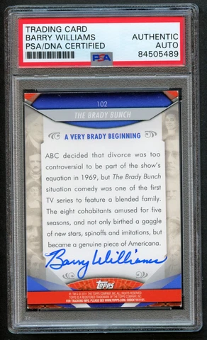 Barry Williams #102 Brady Bunch signed 2011 Topps American Pie Card PSA Slab Cover