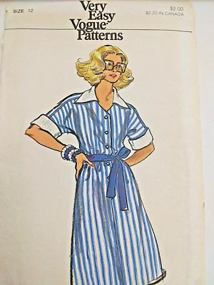 Button Dress Sailor 12 Very Easy VOGUE 8897 Sewing Pattern UC VTG 70s Collared - Image 1 of 4