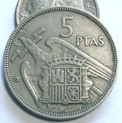 5 PESETAS PTAS 1957 (1962) ESPANA C ALL PICS 62 ON STAR = 1962 VERSION Cover