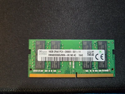 HYNIX 16GB 2RX8 PC4-2666V-SE1-11-HMA82GS6DJR8N-VK N0 AD-LAPTOP RAMs - Image 1 of 4