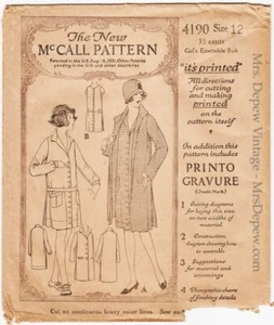 Vintage Sewing Pattern 1920s McCall 4190 Girl's Dress and Coat Ensemble 30" Bust - Picture 1 of 5