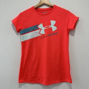 Under Armour T Shirt Kids Size Youth Large Loose Fit Red Heatgear Run Gym Train - Picture 1 of 12