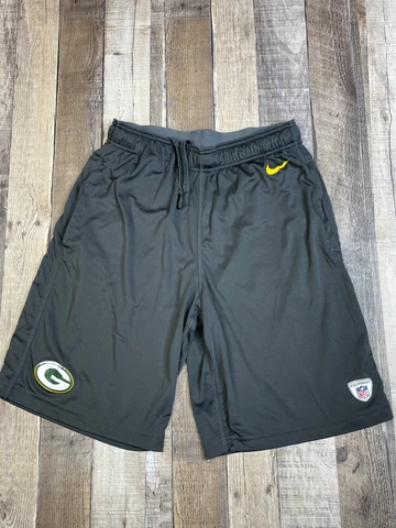 Nike OnField Men S Green Bay Packers Shorts Dri-Fit Gray Athletic Gym Practice Cover