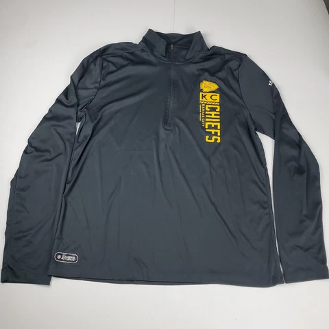 Kansas City Chiefs Jacket Men's Large Gray 1/4 Zip Long Sleeve Combine Training Cover
