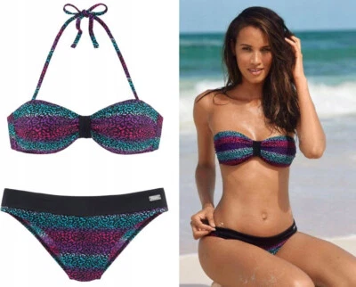 NEU: ZAUBERHAFT NECKHOLDER BANDEAU BIKINI 34 36 38 A/B BUFFALO schwarz *844417 - Bild 1 von 4