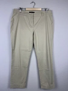 Weekend Max Mara Beige Comfort Straight Cropped Cigarette Dress Pants 18 Stretch - Picture 1 of 24