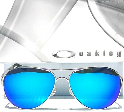 NEW* Oakley CAVEAT Silver Aviator w POLARIZED Galaxy Deep Blue Sunglass 4054 - Image 1 of 4