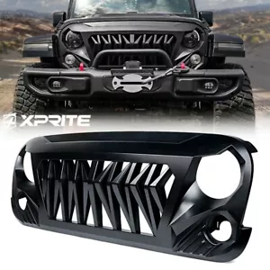 Xprite New ABS Matte Black Front Shark Grille For 2007-2018 Jeep Wrangler JK JKU - Foto 1 di 7