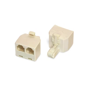 Phone Line Splitter RJ11 Duplex Connector 1 Male to 2 Female - White - Zdjęcie 1 z 1