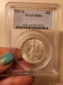 1937-D Walking Liberty Half Dollar : PCGS MS64 - Picture 1 of 3