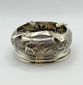 Antique Sterling Silver Hand-Engraved Indian Ashtray – Unique Folk Art Design - Picture 1 of 9