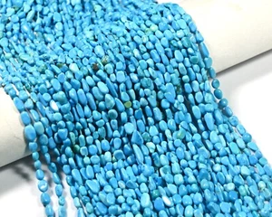 AAA+ Natural Turquoise Gemstone Smooth Nugget Loose Beads 12" Stand For Jewelry - Picture 1 of 10