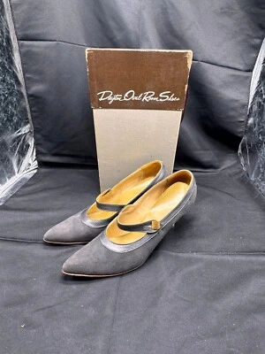 Zapatos de tacón alto Daytons vintage años 50 habitación ovalada gris gamuza talla 7,5 Foto 1 de 4
