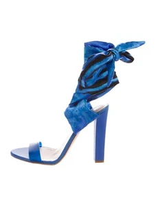 Women's Roberto Cavalli ribbon wrap sandals blue color size UK 3 New - Picture 1 of 10