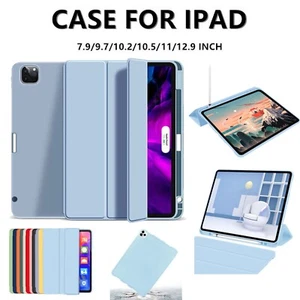 For iPad 5th/6th/7th/8th/9th Gen Air Pro 11 M4 2024 Case Stand Pen Holder Cover - Picture 1 of 26