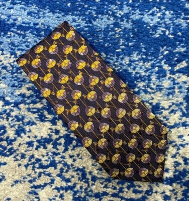 Corbata Ermenegildo Zegna Azul Marino Púrpura Dorado Marrón Cobre Óxido Floral Lunares Foto 1 de 4