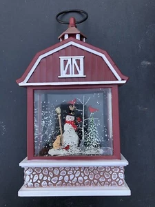 RAZ Imports Snowman With Cardinals 10.75" Lighted Water Barn - Picture 1 of 3