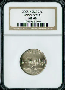 2005 P MINNESOTA QUARTER NGC MS69 SMS . - Picture 1 of 2