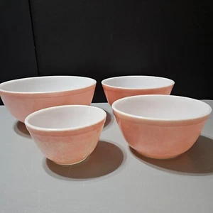 Vintage 1952 Pink Flamingo PYREX Mixing Bowls Wonderful VTG Condition Beautiful - Picture 1 of 15