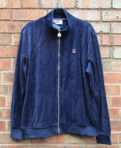 Fila Men's Merrick Jacket Velour Vintage Track, Navy With Gold Trim Large 44" Ch - Picture 1 of 10