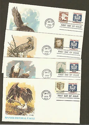 #O127-O130- Great Seal - Official Mail - Set of 4  Eagle Fleetwood FDCs - Image 1 of 4