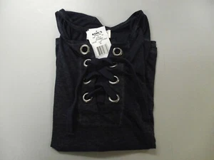Jr's Cloud Chaser Short Sleeve Lace Up Top Navy~ Size XL - Picture 1 of 3