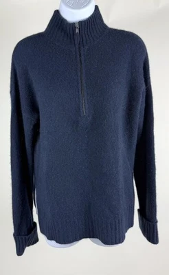 Женский кашемировый свитер 360 темно-синий с ложным вырезом 1/2 на молнии размер S - Изображение 1 из 4