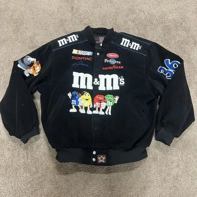 Vintage 2001 JH Design Nascar M&M’s Ken Schrader  #36 Racing team Denim Jacket L - Image 1 of 4