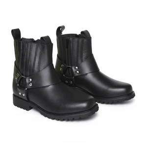 Hombre Cuero Zapatos de Cowboy Del Oeste Ghothic Tobillo HARNESS Cuadrado Botas - Imagen 1 de 3