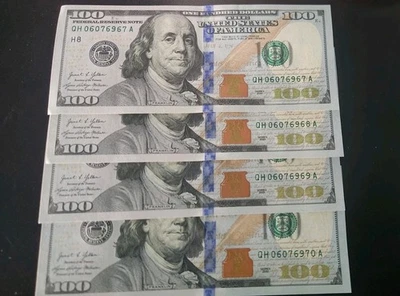 4 последовательные 100 ($100) банкноты - серия 2021 отличное состояние - Изображение 1 из 2