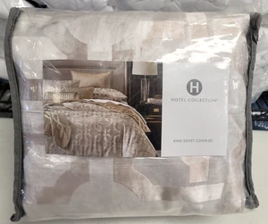Hotel Collection Fresco King Duvet Cover Set and Shams Gold MSRP $500 - Picture 1 of 5