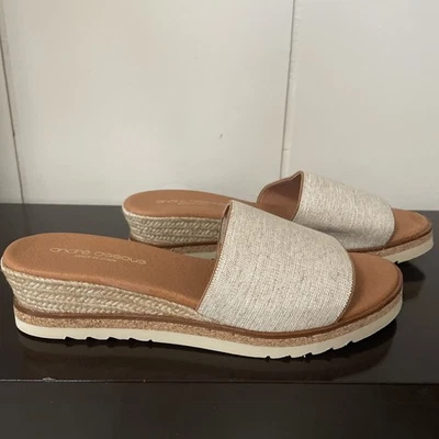 Sandalias de mujer Andre Assous alpargatas deslizables talla 8 beige sin cordones Foto 1 de 4