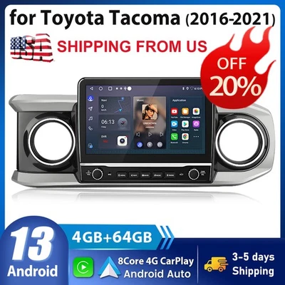Radio Carplay GPS Navegación Estéreo 64G Android13 10"" Para Toyota Tacoma 2016-2021 Foto 1 de 4