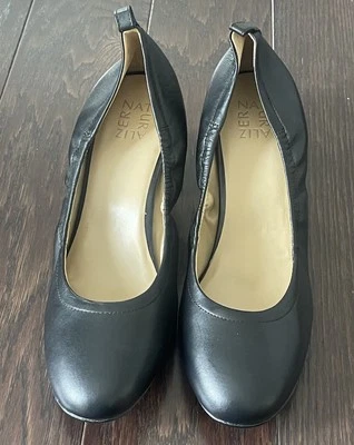 Naturalizer Dalee Leather Black Block Heels Ruched Shoes Cushion Women Size 12M - Image 1 of 4