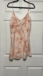 NEW Abercrombie & Fitch Pink Large Cream Tie Dye Pattern Cut Out Mini Slip Dress - Picture 1 of 9